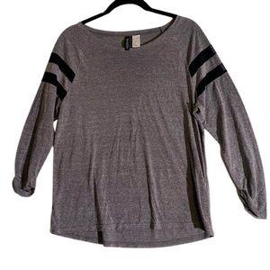 H&M Gray Top w/ Black Sheer Sleeve Bands